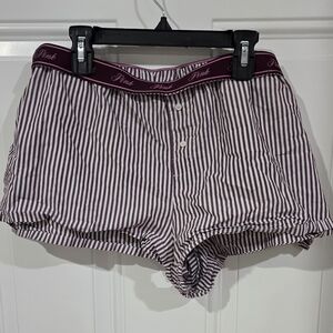 PINK Victoria's Secret Burgundy and White Striped Shorts